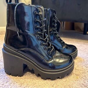 Platform Heal Fake Leather Boots